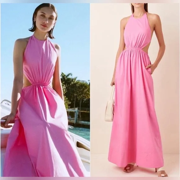STAUD Apfel Pink Maxi Dress XS - Picture 2 of 5